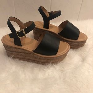 Black wedge sandals